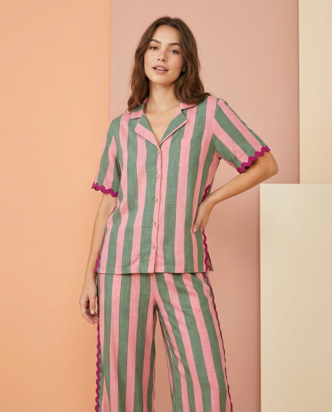 Watermelon Stripe Ric Rac Pajama Set (Coming Soon) - Haute Dreamz